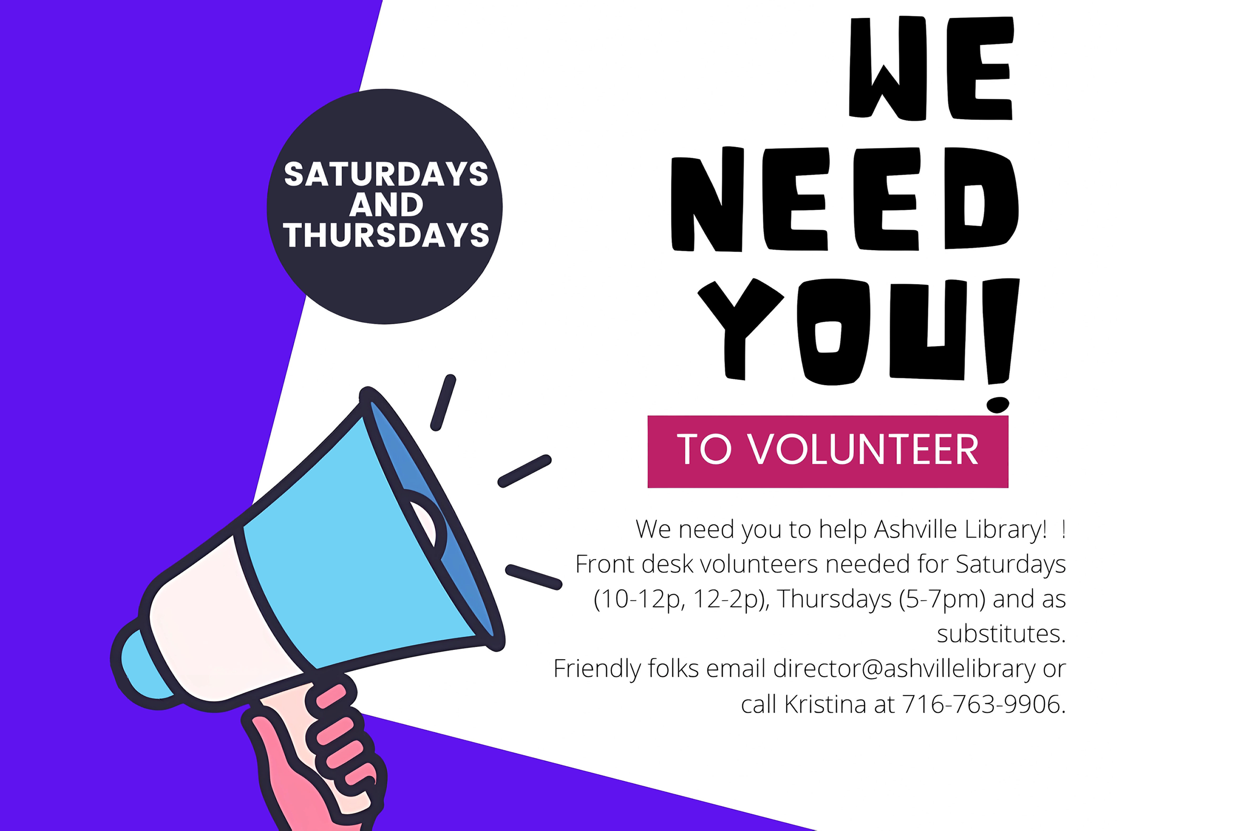 We Need You to Volunteer!