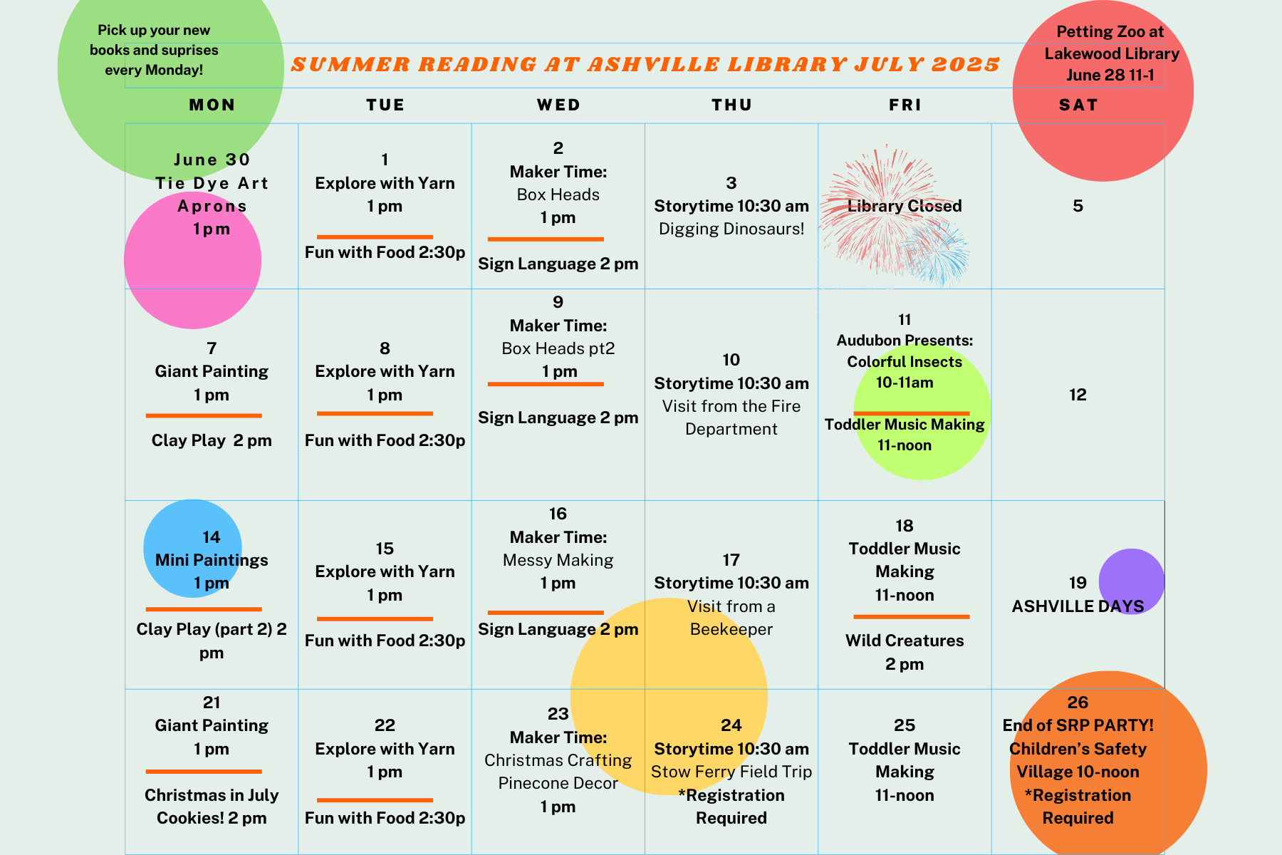 Summer Reading Schedule