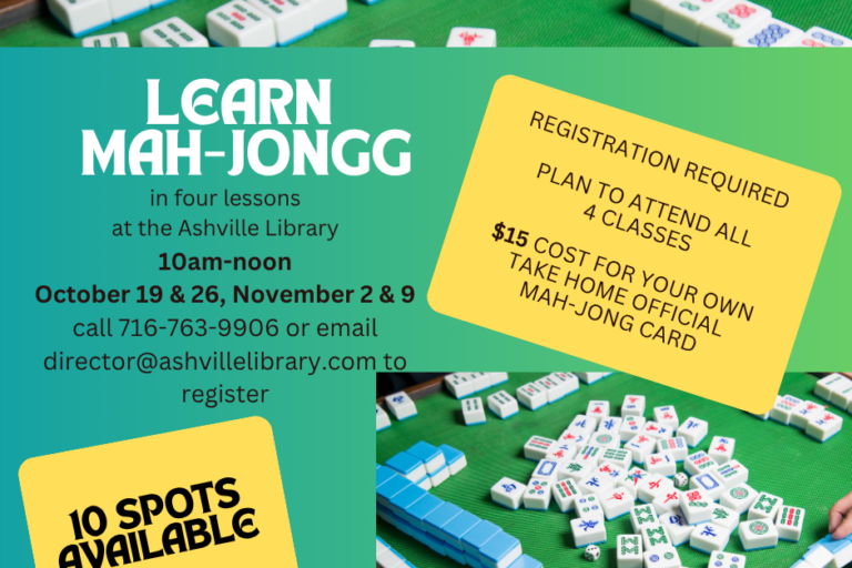 Mah Jong Class Series set for October, November